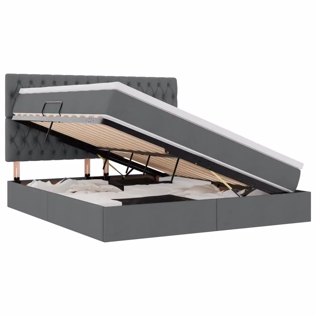 Letto con contenitore e illuminazione LED vidaXL, Grigio, L/P/H: 160 x 200 x 128 cm – 2