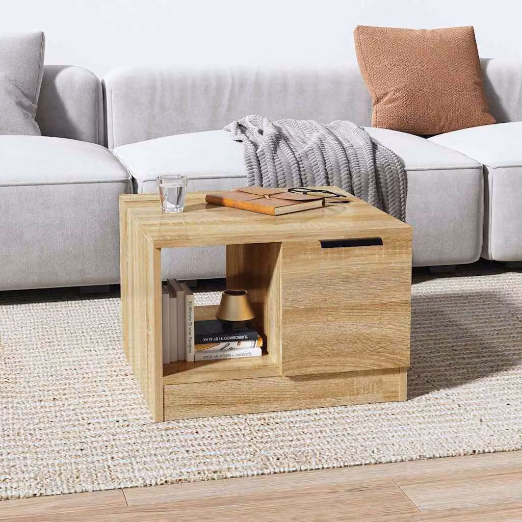 vidaXL Tavolino da Salotto Moderno in Legno Rovere, L/P/H: 50 x 50 x 36 cm
