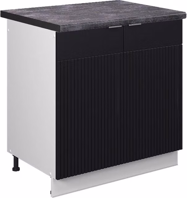 Mobile lavello cucina Fame-Line Nero rigato/Bianco 80 cm, PL Antracite Vicco