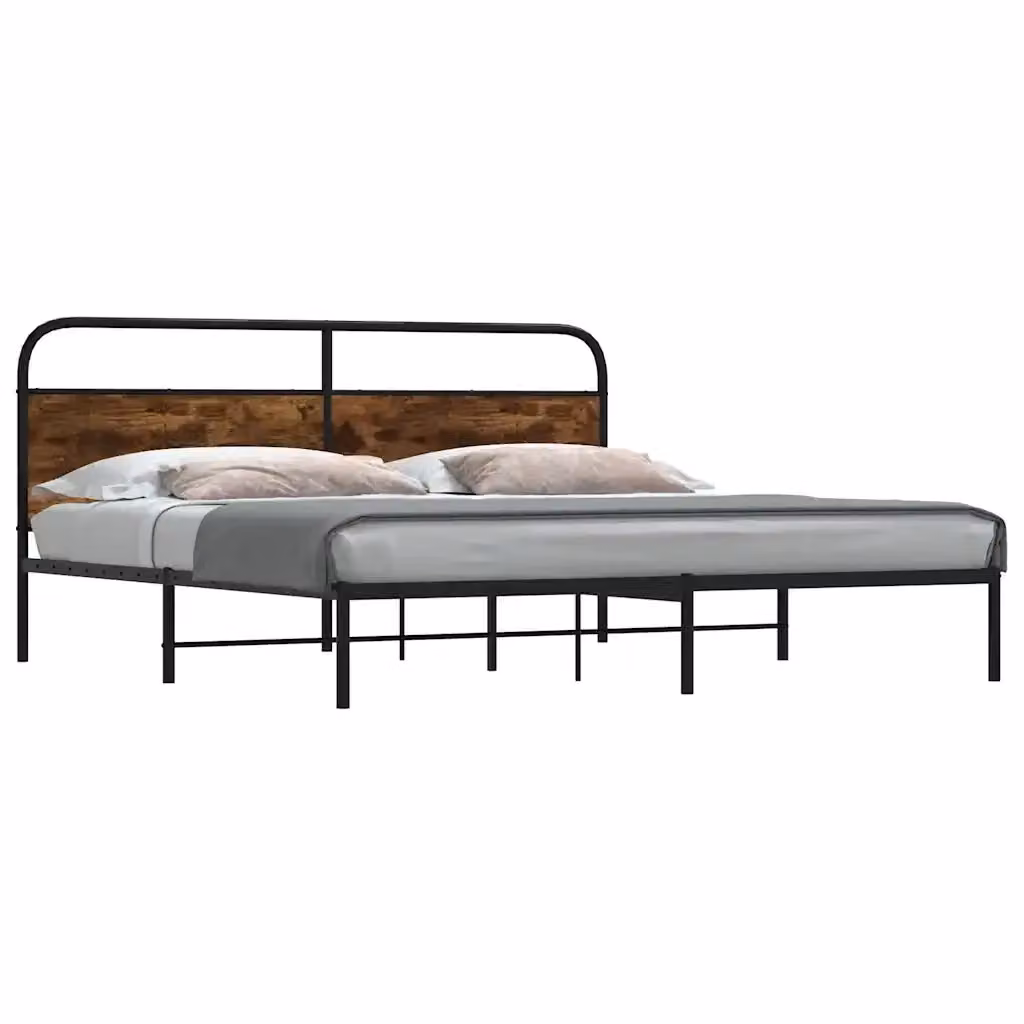 Letto matrimoniale in metallo color rovere fumo con struttura rigida L/P/H: 180 x 200 x 100 cm – 2
