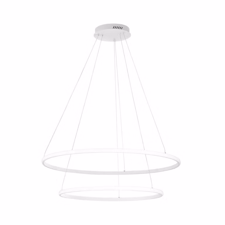 Luce Ambiente Design Lampada LED a sospensione Axis, Ø 80/60 cm, bianca, metallo, CCT Axis, Bianco / Opale, Soggiorno / Sala da pranzo, Metallo, Moderno