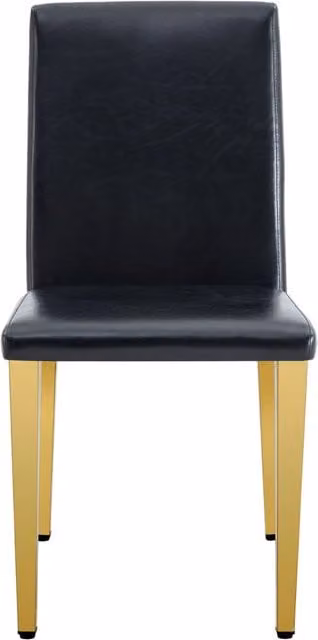 Set da 6 sedie da pranzo minimaliste in pelle PU nera con gambe metalliche dorate lucide - Altezza 90 cm, stile moderno