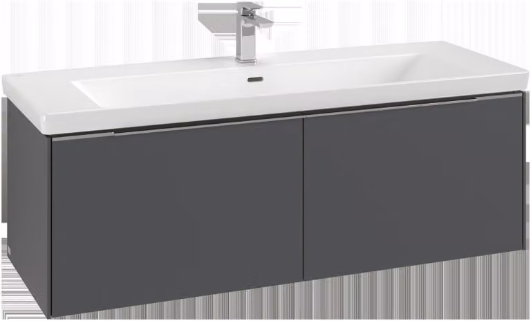 Villeroy & Boch Subway 3.0 armoire sous lavabo, éclairage LED, 2 tiroirs, lavabo au centre, 1272x429x478mm, C601L1AH, C601L1AH