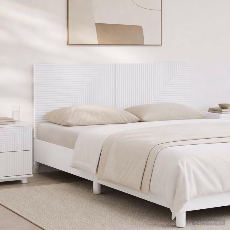 Testiera da muro vidaXL HAARLEM in legno ingegnerizzato bianco con ripiano integrato L 120 x H 50 x P 10,44 cm