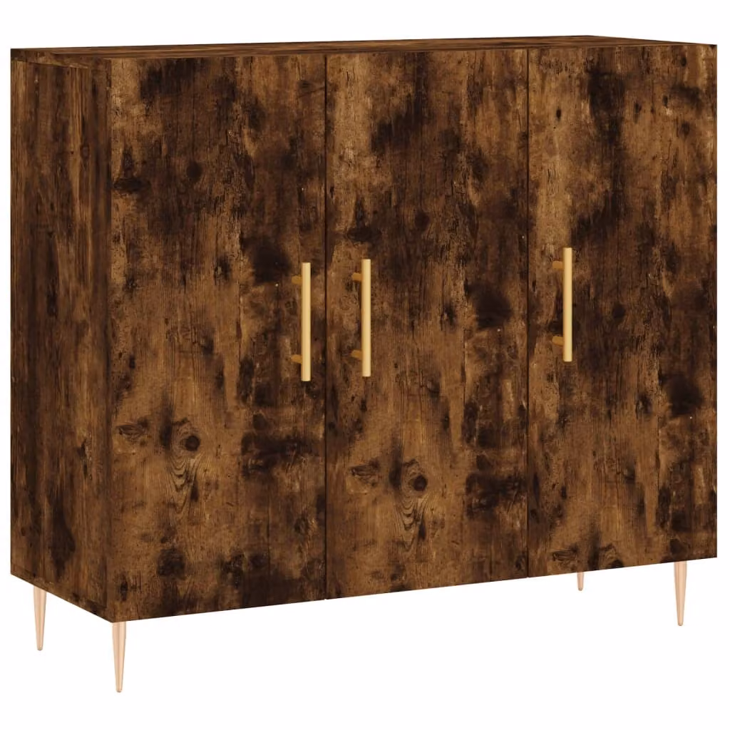 Credenza Rovere Fumo 90x34x80 cm in Legno Multistrato