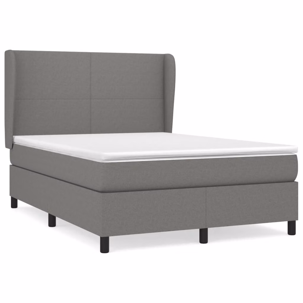 Giroletto a Molle con Materasso Grigio Scuro 140x200cm Tessuto