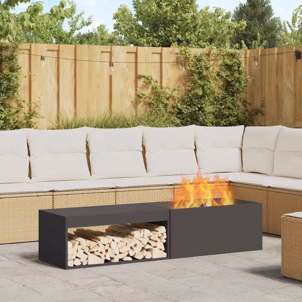 Focolare in acciaio nero DESIGN IN per legna L/P/H: 160 x 45 x 35 cm CFW9244231 – 2