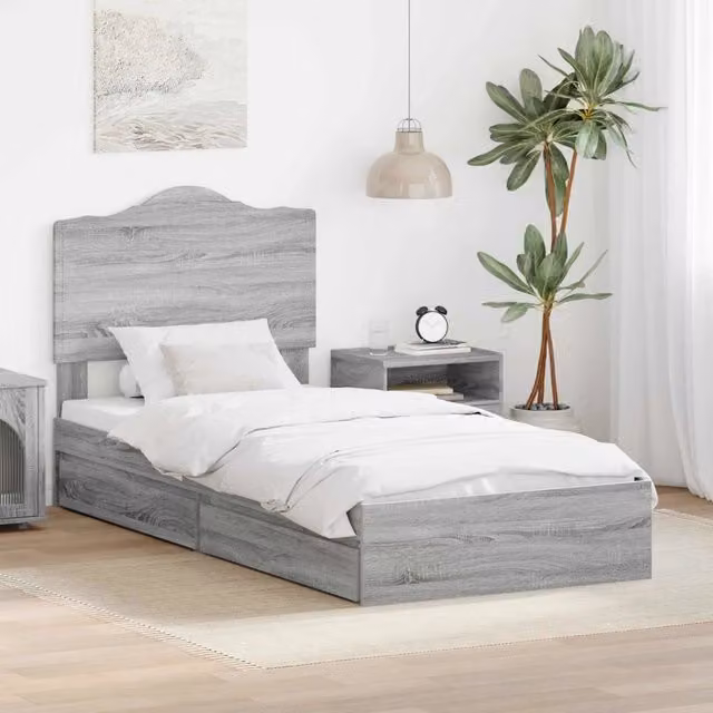 Letto con Contenitore con cassetto Grigio Sonoma 90 x 200 cm 3413546