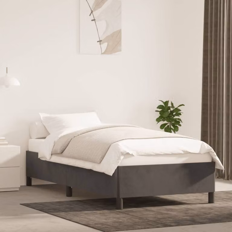 The Living Store Struttura letto grigio scuro 100x200 cm in velluto