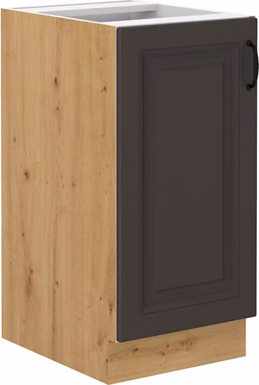 Armadietto inferiore ad anta singola SOPHIA - larghezza 40 cm, grigio scuro / rovere artisan