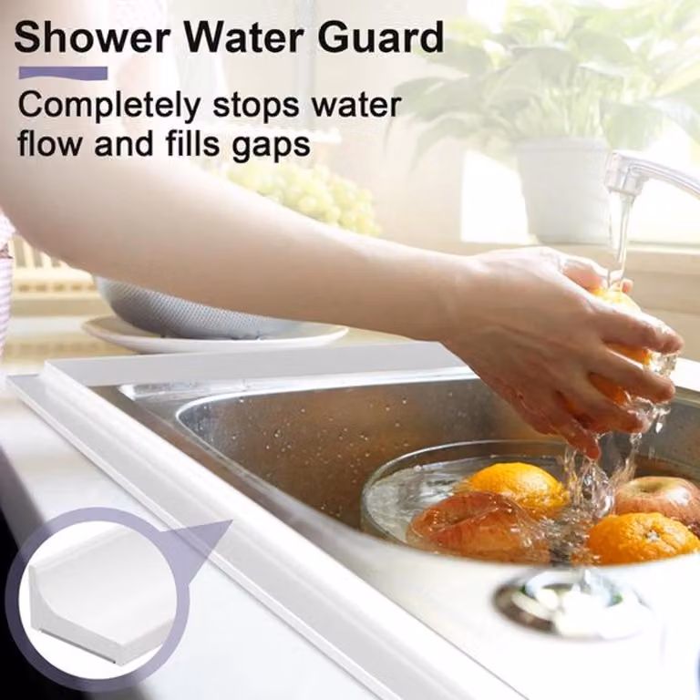 Guarnizione per doccia – 200 x 2 x 1,2 cm. Guarnizione autoadesiva per prevenire infiltrazioni d'acqua – barriera per doccia – soglia per bagno – lavello da cucina – design tagliabile a piacere