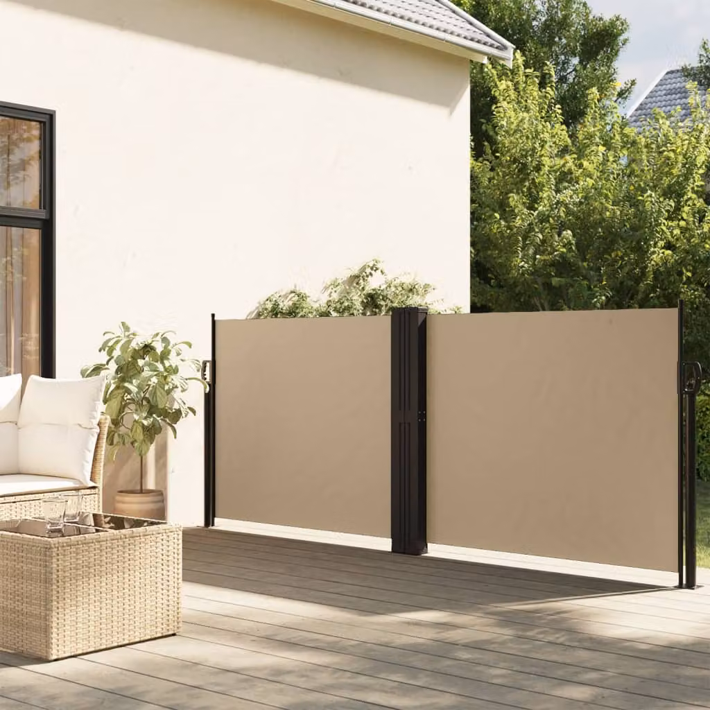 Tenda Laterale Retrattile vidaXL in Poliestere e Acciaio, Beige, L: 1200 cm, H: 140 cm
