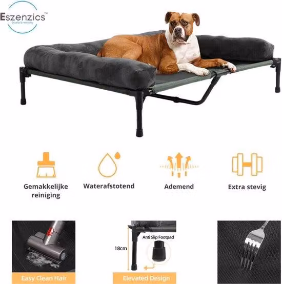 Cuccia impermeabile per cani L 90x70x28 cm con cuscino
