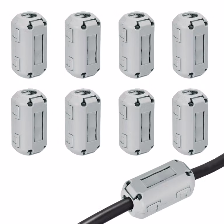 Set di 8 clip Ferrit, 9 mm, grigio, filtro di interferenze per cavi USB