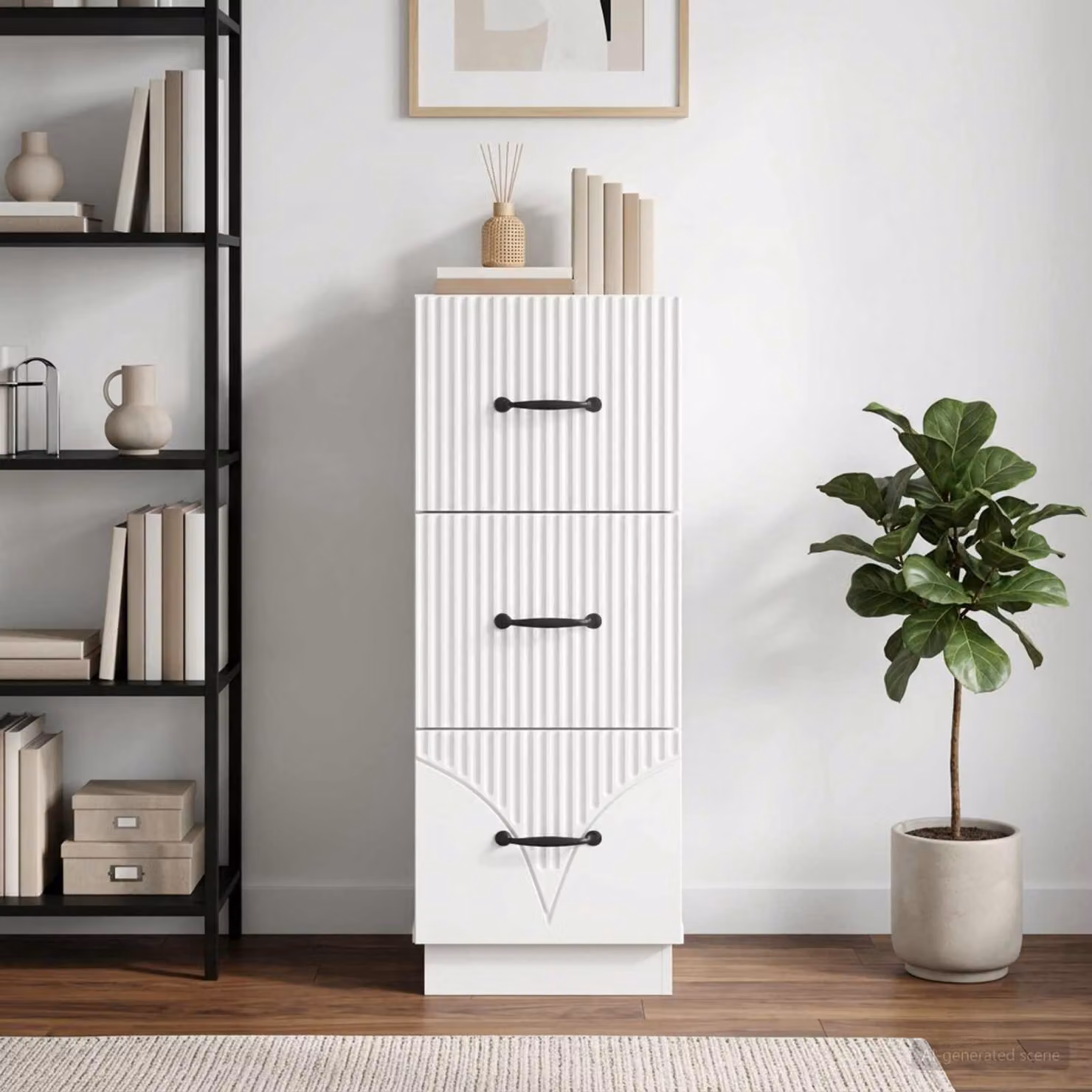 Carrello mobile con cassetti vidaXL in legno MDF bianco con ruote L/P/H: 33 x 34,5 x 87 cm