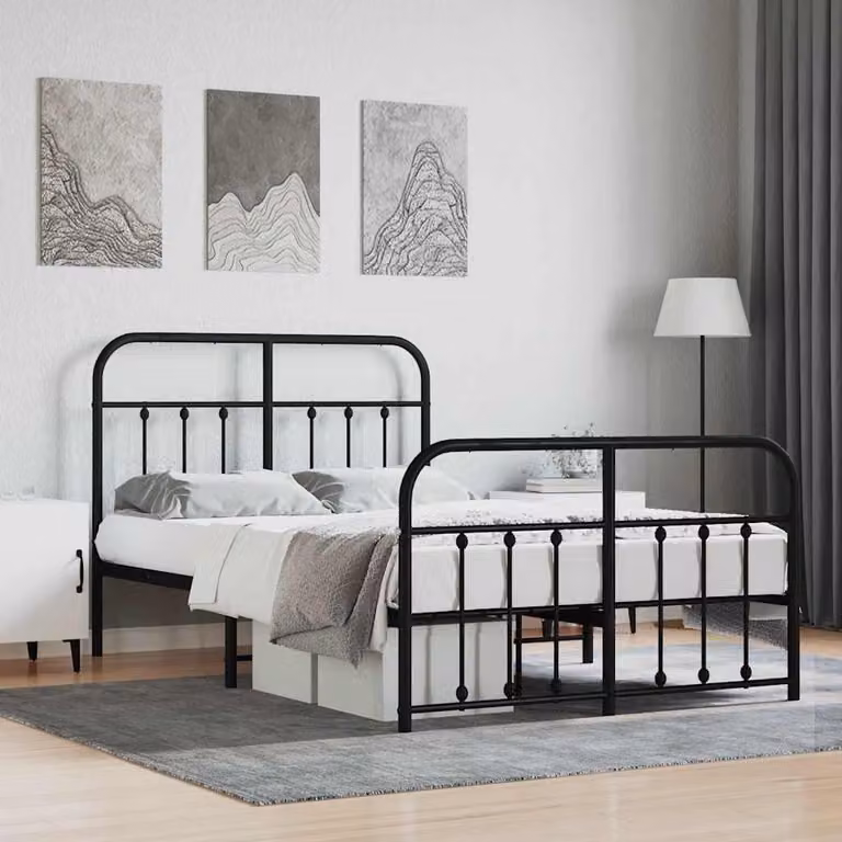 vidaXL Giroletto in metallo nero con testiera e pediera L/P: 120 x 200 cm