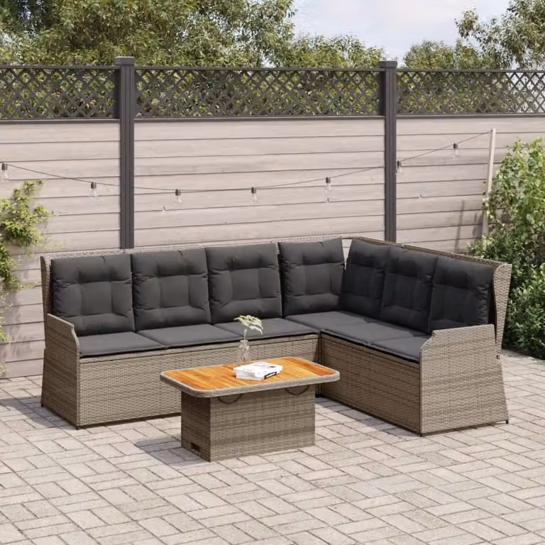 Maison Exclusive - Set Divani da Giardino 5 pz con Cuscini in Polyrattan Grigio