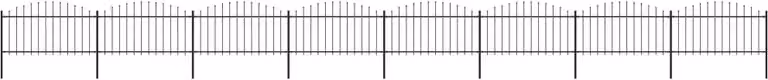 Recinzione da Giardino con Punta a Lancia in Acciaio 1426x150 cm Nero