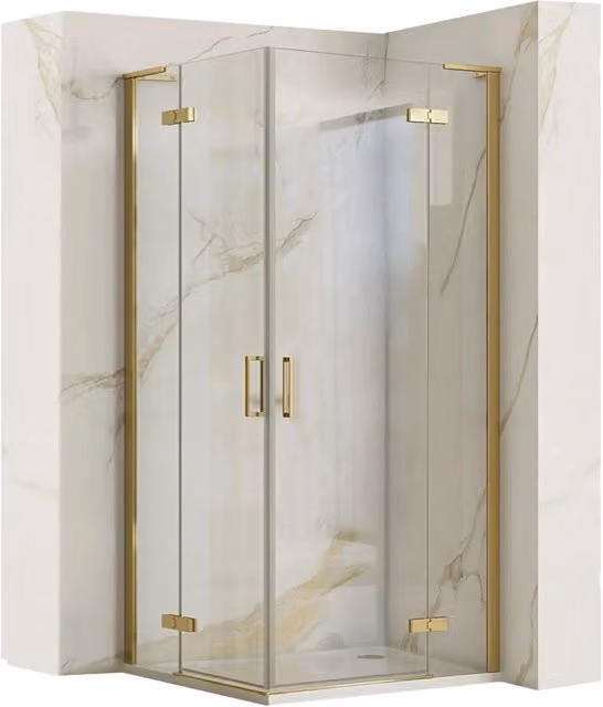 Cabina Doccia Angolare Rea Hugo Gold con Trattamento Easy Clean L: 80 cm, P: 90 cm