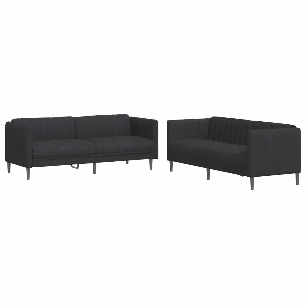 Set di 2 divani moderni vidaXL in tessuto nero con funzione letto per il tuo soggiorno – 2