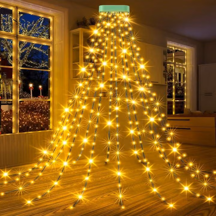 Illuminazione per albero di Natale, 480 LED, 3 metri, 16 fili, luce bianco caldo, timer, grado di protezione IP65