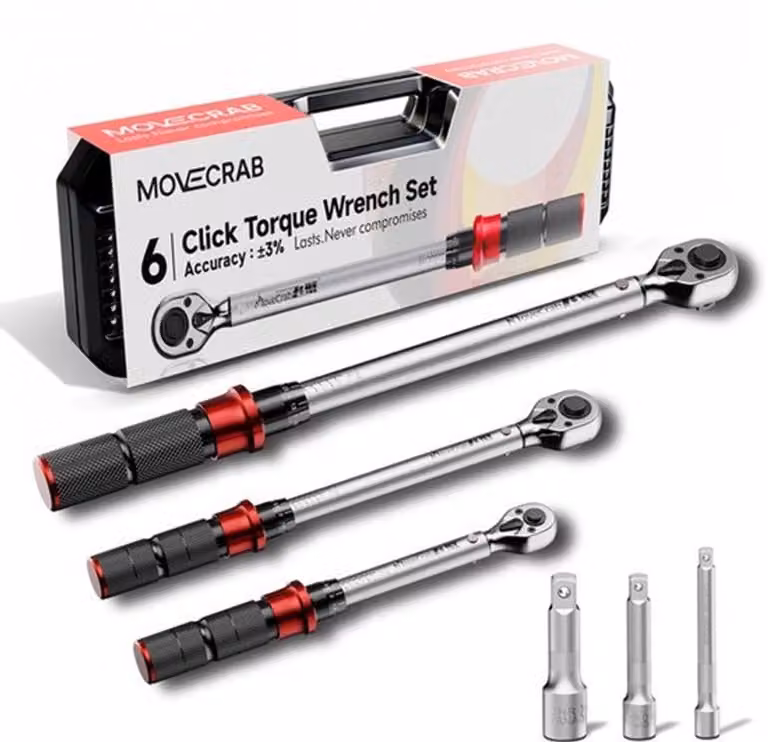 Set di chiavi dinamometriche - 6 pezzi - 5-220 Nm - Meccaniche - Con prolunghe - Per auto, moto e biciclette
