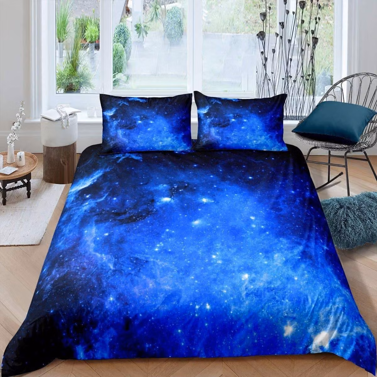 Solidchoice - Set di lenzuola con copripiumino a tema "Sistema Stellare" per bambini e adulti