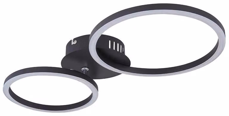 Lampada da soffitto a LED, design a cerchio, colore nero, lunghezza 49 cm