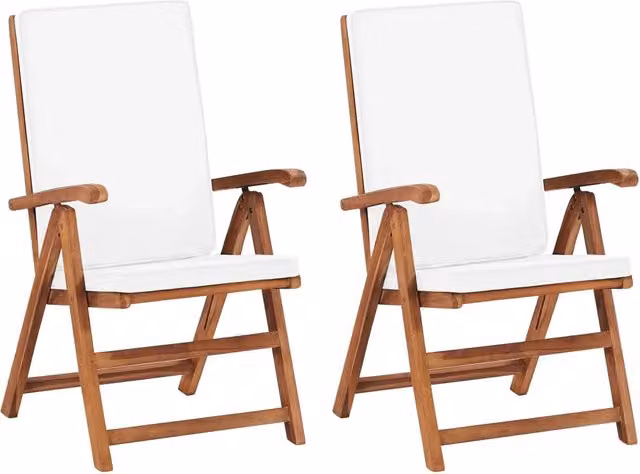 Sedie Reclinabili Pieghevoli con Cuscini 2 pz Crema 48983