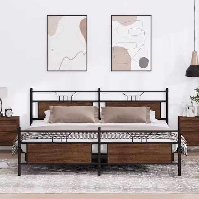 Giroletto vidaXL in metallo e MDF color rovere marrone L: 193 cm, P: 203 cm – 1