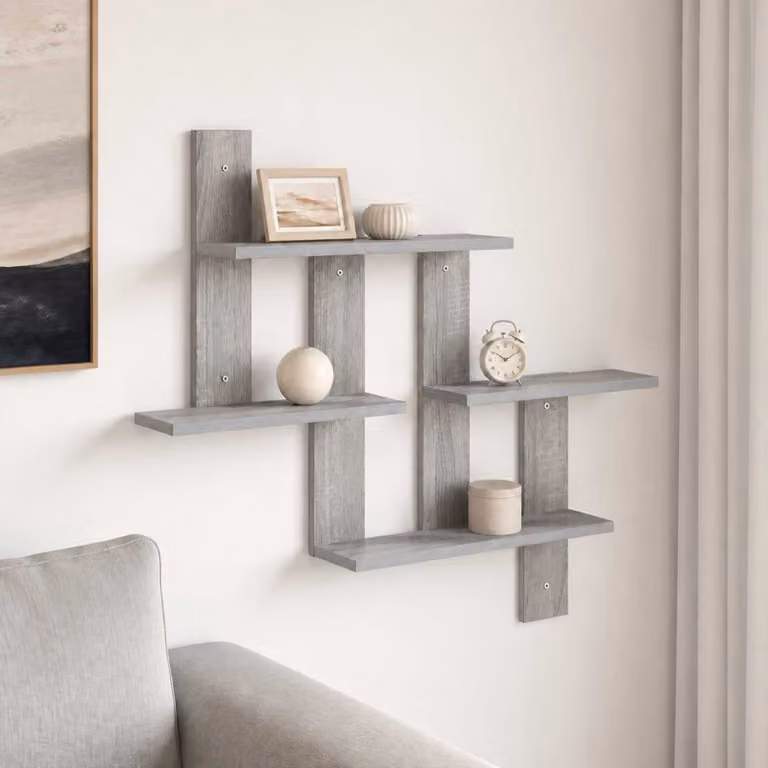 Scaffale da parete moderno vidaXL in MDF grigio L: 85 cm, P: 13,5 cm, H: 73,5 cm