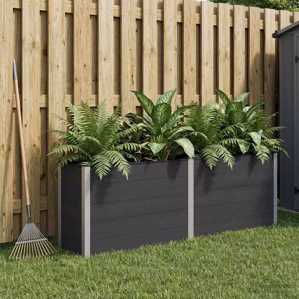 Letto rialzato da giardino vidaXL in WPC e alluminio, Nero, L: 250 cm, P: 50 cm, H: 91 cm
