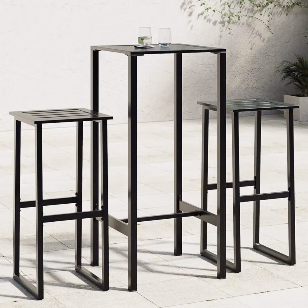Maison Exclusive - Set da bar da giardino a 3 pezzi in acciaio verniciato a polvere nero