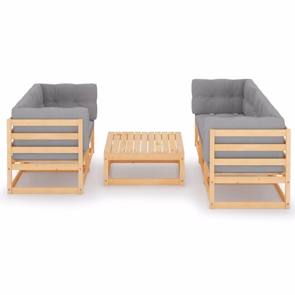 vidaXL set da giardino da 6 pezzi con cuscini in legno di pino massiccio