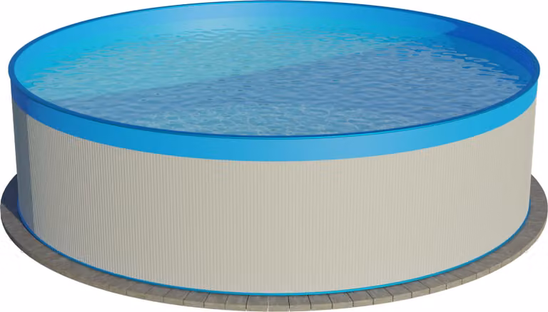 Piscina rotonda con pareti in acciaio 350x90 cm, acciaio bianco da 0,3 mm, rivestimento blu da 0,2 mm, sovrapposizione