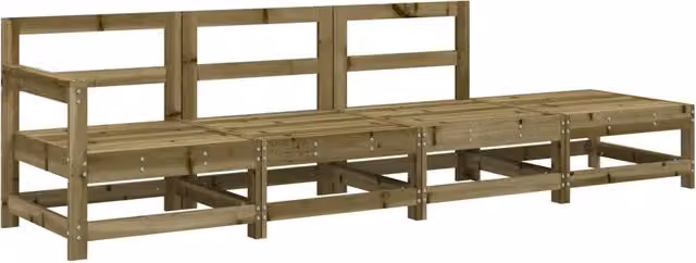 Set Salotto da Giardino 4 pz-Sedia da esterno in Legno Impregnato di Pino