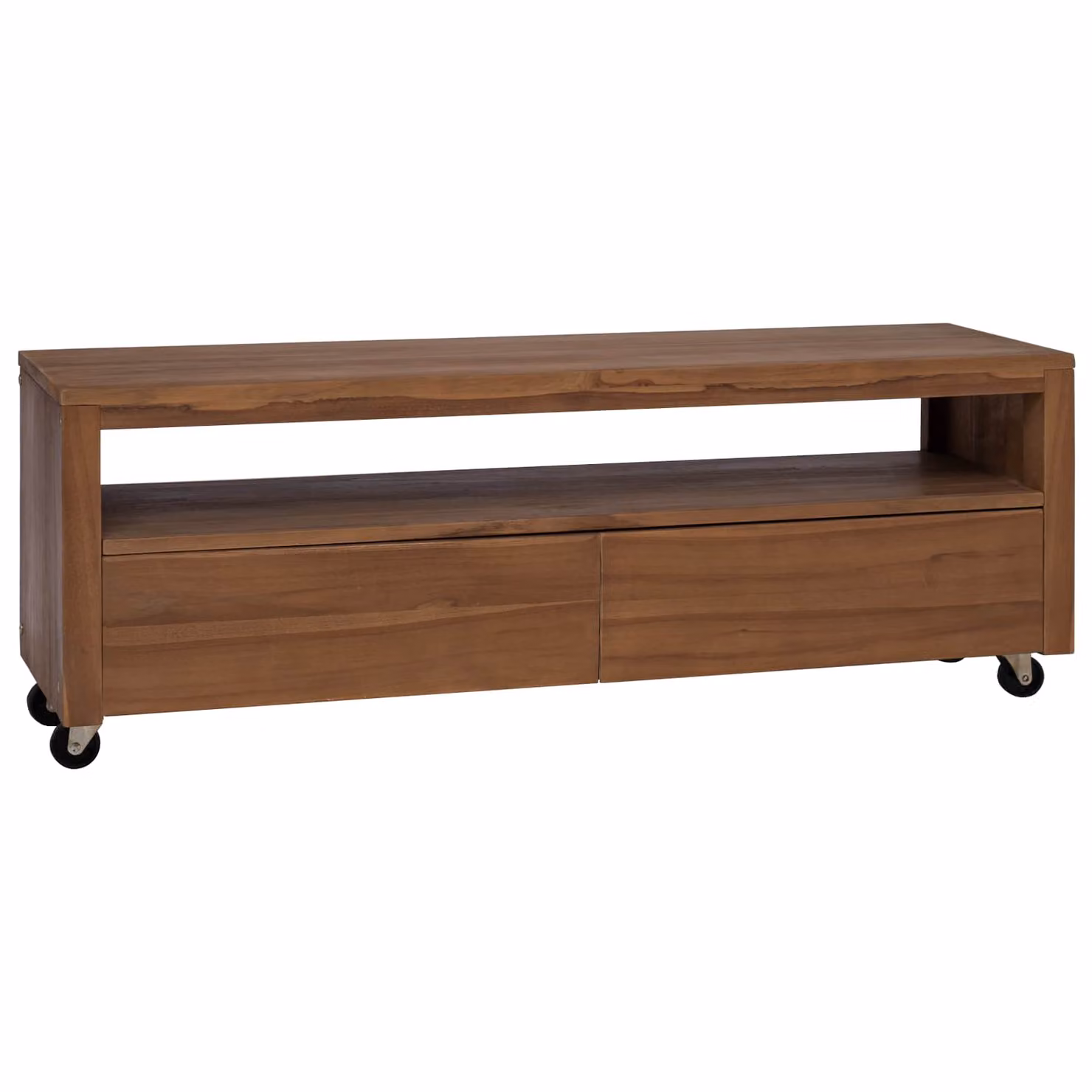 Mobile TV vidaXL in legno di teak solido naturale stile rustico marrone L 110 x P 30 x H 40 cm