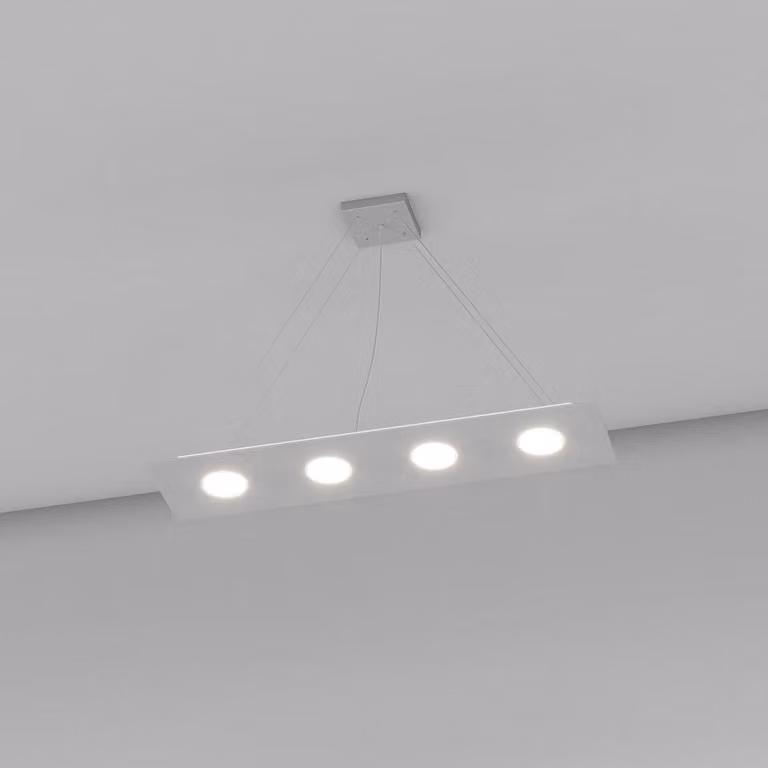 Lampadario Moderno Rettangolare Area Metallo Grigio 4 Luci Gx53