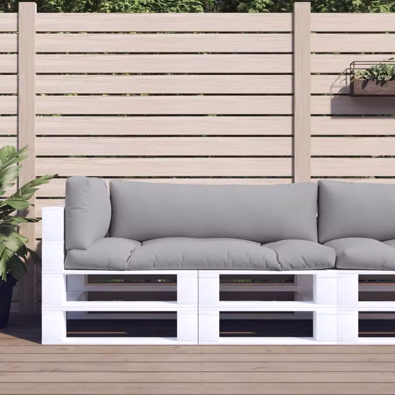 Set di 3 cuscini per pallet vidaXL in poliestere grigi, idrorepellenti e resistenti ai raggi UV