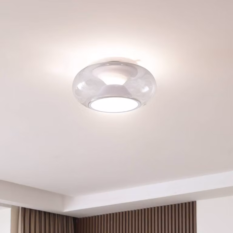 Plafoniera a LED Orasa Lucande, Chiaro / Trasparente, Soggiorno / Sala da pranzo, Vetro, Moderno, Plafoniera LED