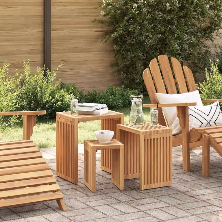 Set di 3 tavoli laterali da giardino vidaXL in legno di teak marrone L/P/H: 33 x 44,5 x 51 cm