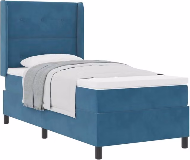 Letto singolo | Letto per adulti | Letto a molle con materasso Blu 80 x 200 cm Velluto