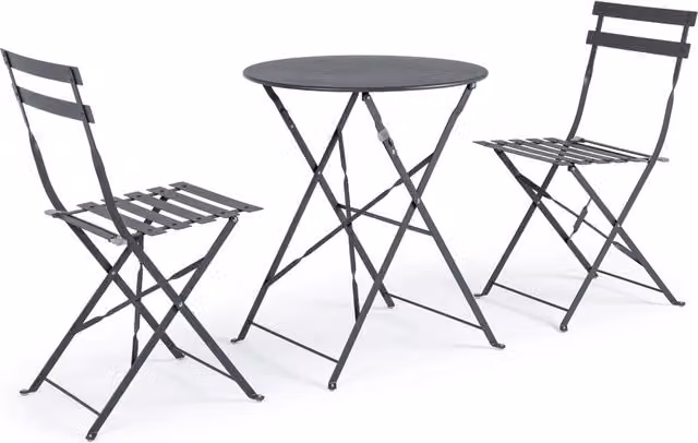Set Tavolo e 2 Sedie da Esterno Bizzotto in Acciaio Antracite per Giardino e Terrazzo