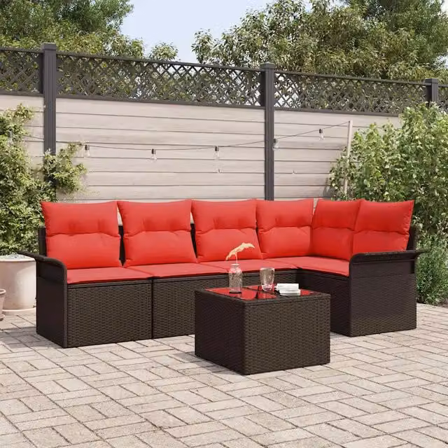 Set Divano da Giardino 6 pz Marrone polyrattan 3345374