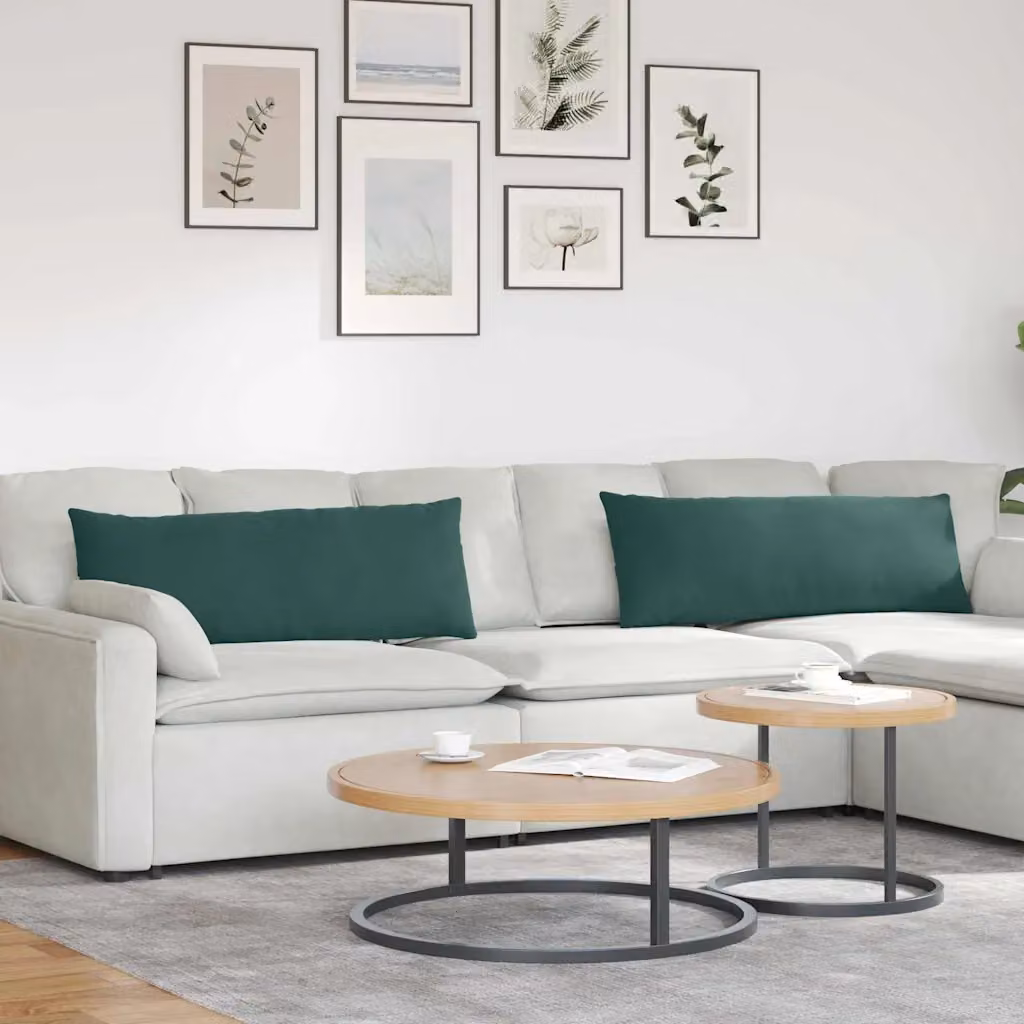 Set di 2 cuscini da divano vidaXL in velluto a coste verde, L 120 cm x P 40 cm