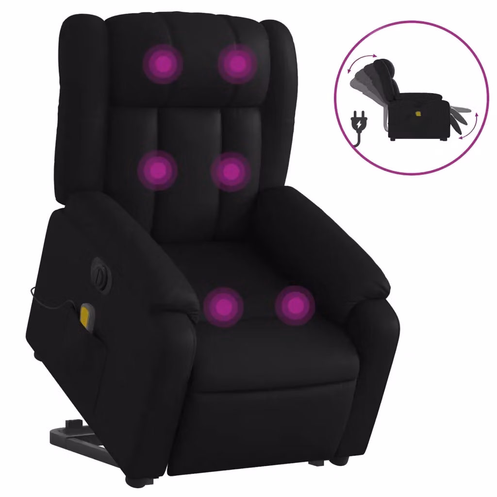 Poltrona Alzapersona Elettrica con Massaggio vidaXL in Similpelle Nera per Senior – 2