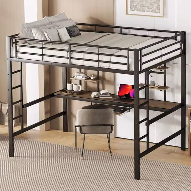 letto a castello metallo nero 140 x 200 cm