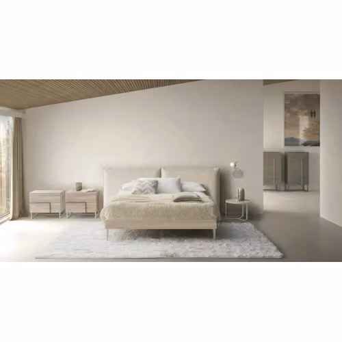 Letto in legno con testiera imbottita Chloè Devina Nais