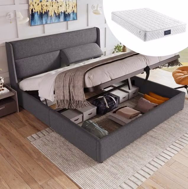 Letto matrimoniale 160x200 cm con materasso e contenitore