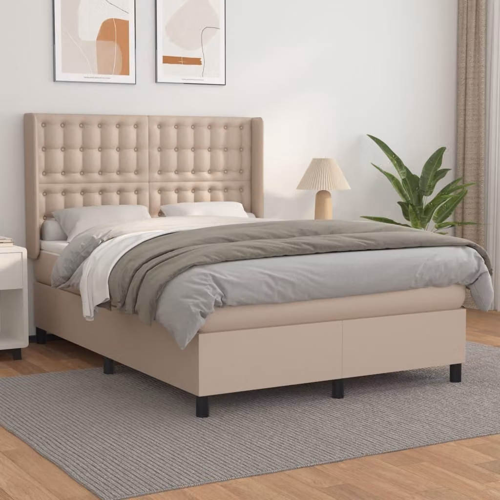 Maison Exclusive - Giroletto a Molle con Materasso Cappuccino 140x200cm Pelle finta